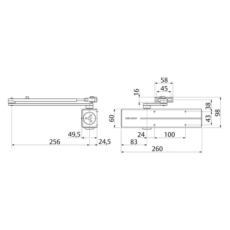 ASSA ABLOY DC300DA Rack & Pinion Door Closer with Link Arm Delayed Action