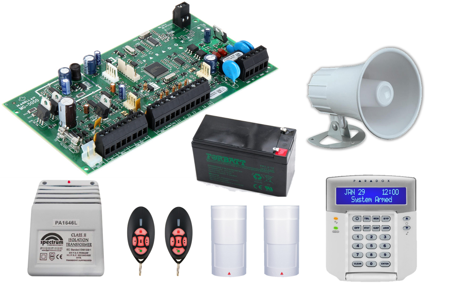 Paradox MG5050 K32 LCD Keypad 2xPMD2 Full Alarm Kit - PA9526