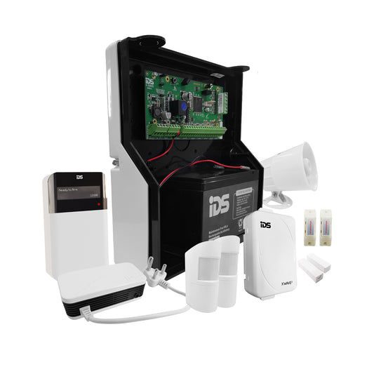 IDS X64 Wireless Alarm Kit Including 2xMotionSense PIRs 2xDoorSense HUB and LCD Keypad