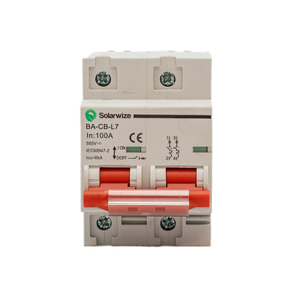 Solarwize DC Circuit Breaker 100A 2P 12-500VDC