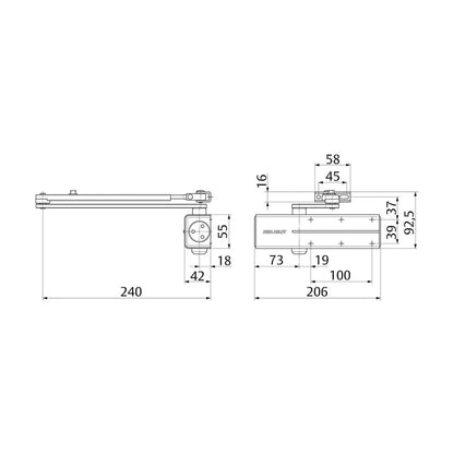ASSA ABLOY DC140 Adjustable Rack & Pinion Door Closer with Link Arm Non Hold Open