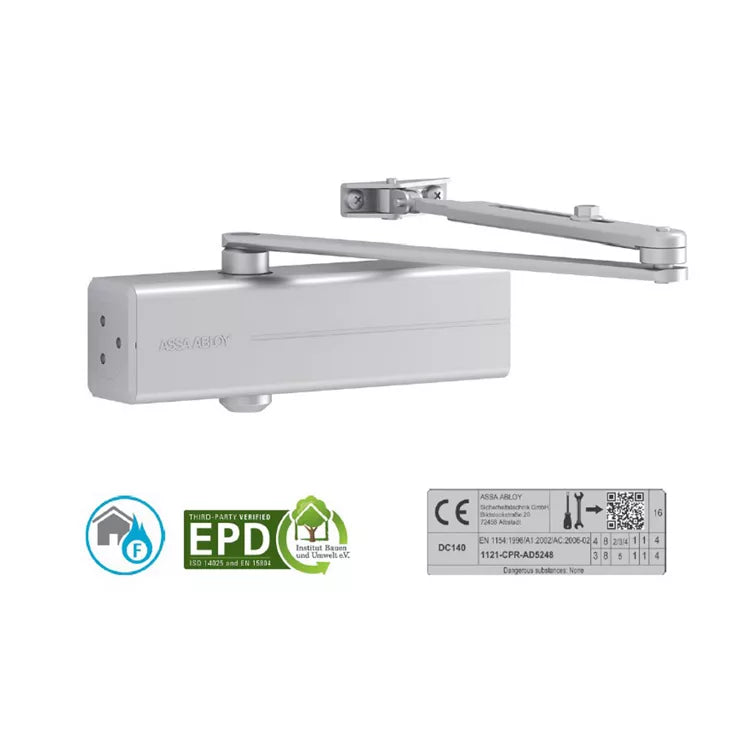 ASSA ABLOY DC140 Adjustable Rack & Pinion Door Closer with Link Arm Non Hold Open