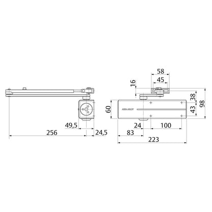 ASSA ABLOY DC200 Rack & Pinion Door Closer with Link Arm Non Hold Open