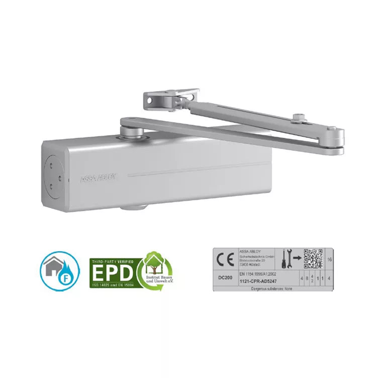 ASSA ABLOY DC200 Rack & Pinion Door Closer with Link Arm Non Hold Open
