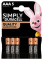 Duracell 1.5V AAA Alkaline Battery 5 Pack
