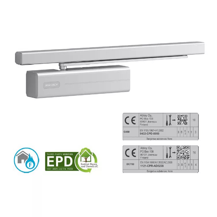ASSA ABLOY FD460-DC700 Heavy-Duty Cam-Motion® Door Closer with Electromechanical Hold-Open