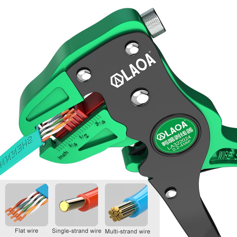 Automatic Wire Stripper Flatwire Cutter Stripping Plier 0.2 to 4mm Range Length Adjustment