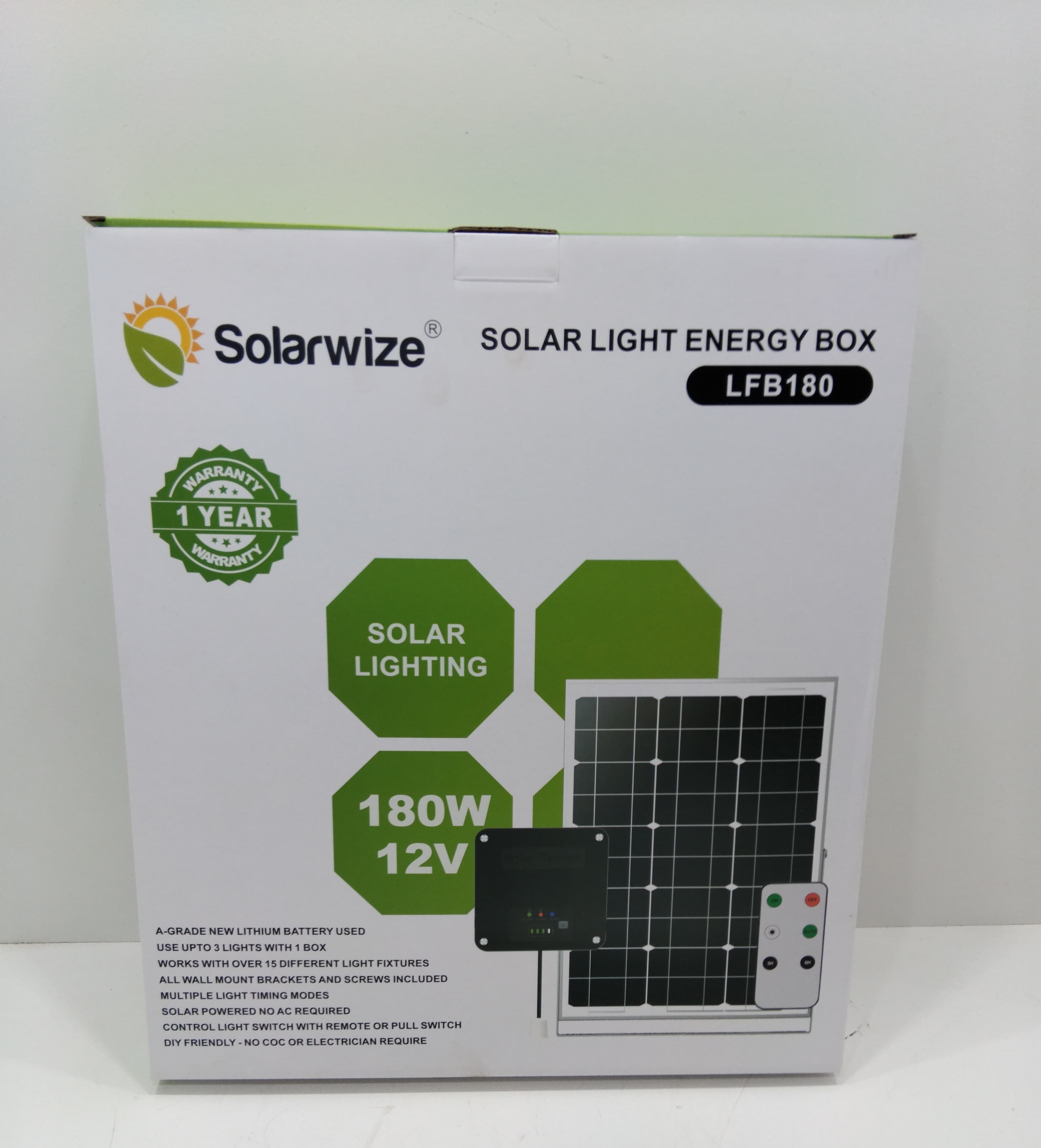 Solarwize 180W 12V Solar Light Energy Box with Panel – SecureRite
