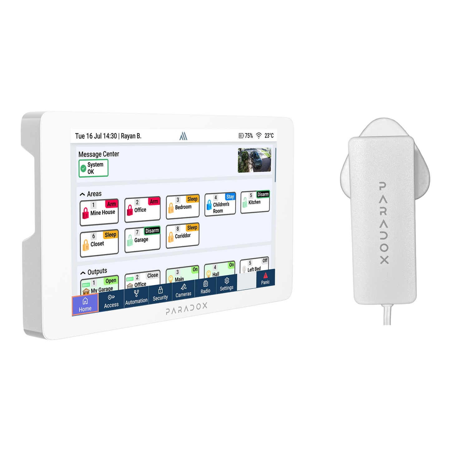 Paradox K70M 7" Touchscreen Keypad with PA12V/1A Power Supply - PA6862P
