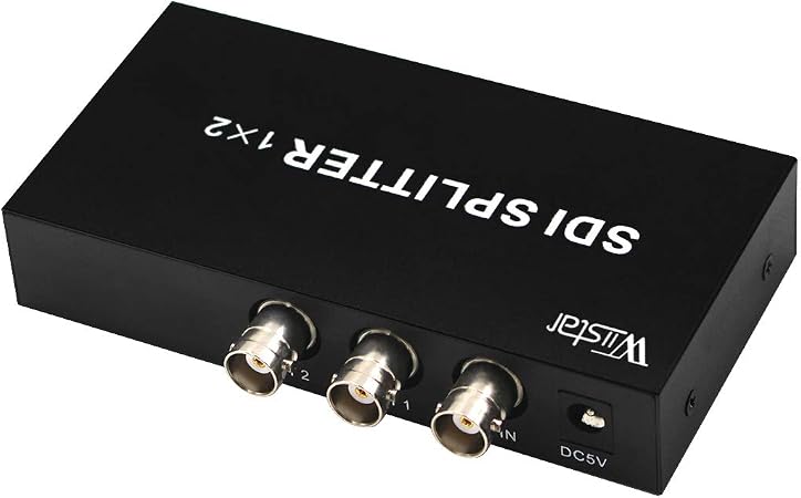 Wiistar SDI Splitter 1x2 Supports SD-SDI, HD-SDI, 3G-SDI Support SDI Splitter 1 in 2 Out Full HD 1080P for Camera Monitor SDI Devices