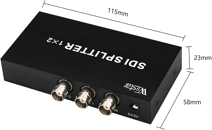 Wiistar SDI Splitter 1x2 Supports SD-SDI, HD-SDI, 3G-SDI Support SDI Splitter 1 in 2 Out Full HD 1080P for Camera Monitor SDI Devices