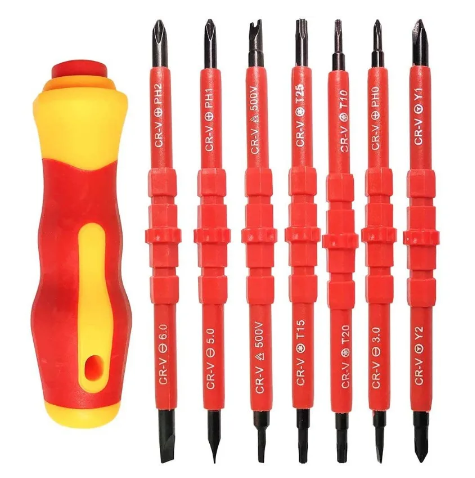 14 In 1 VDE Insulated Screwdriver Set 1000V Slotted Phillips Screw Driver Bits Kit with Tester Pen Electricians Hand Tools