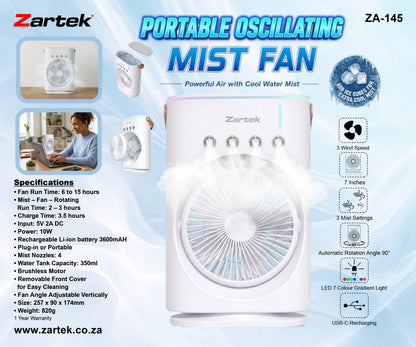 Zartek ZA-145 Solar USB Rechargeable Portable Fan