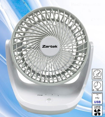 Zartek ZA-150 USB Rechargeable Large Airflow Fan