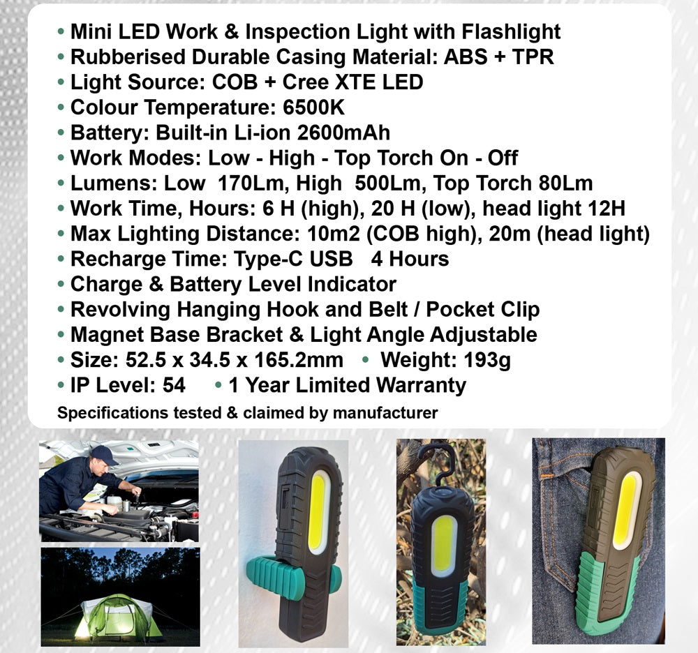 Zartek ZA-842 Mini Rechargeable LED Worklight