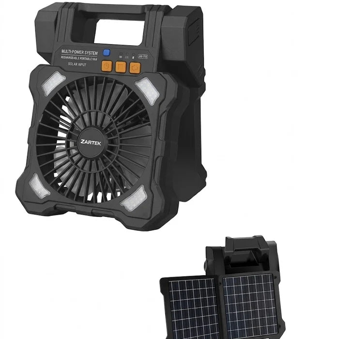 Zartek ZA-148-B Solar USB Rechargeable Portable Fan