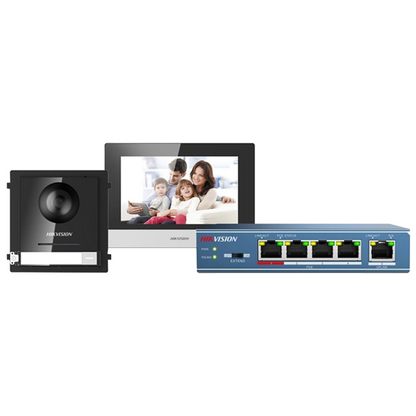 Hikvision 1-1 Video Intercom Kit with 4 Port Switch