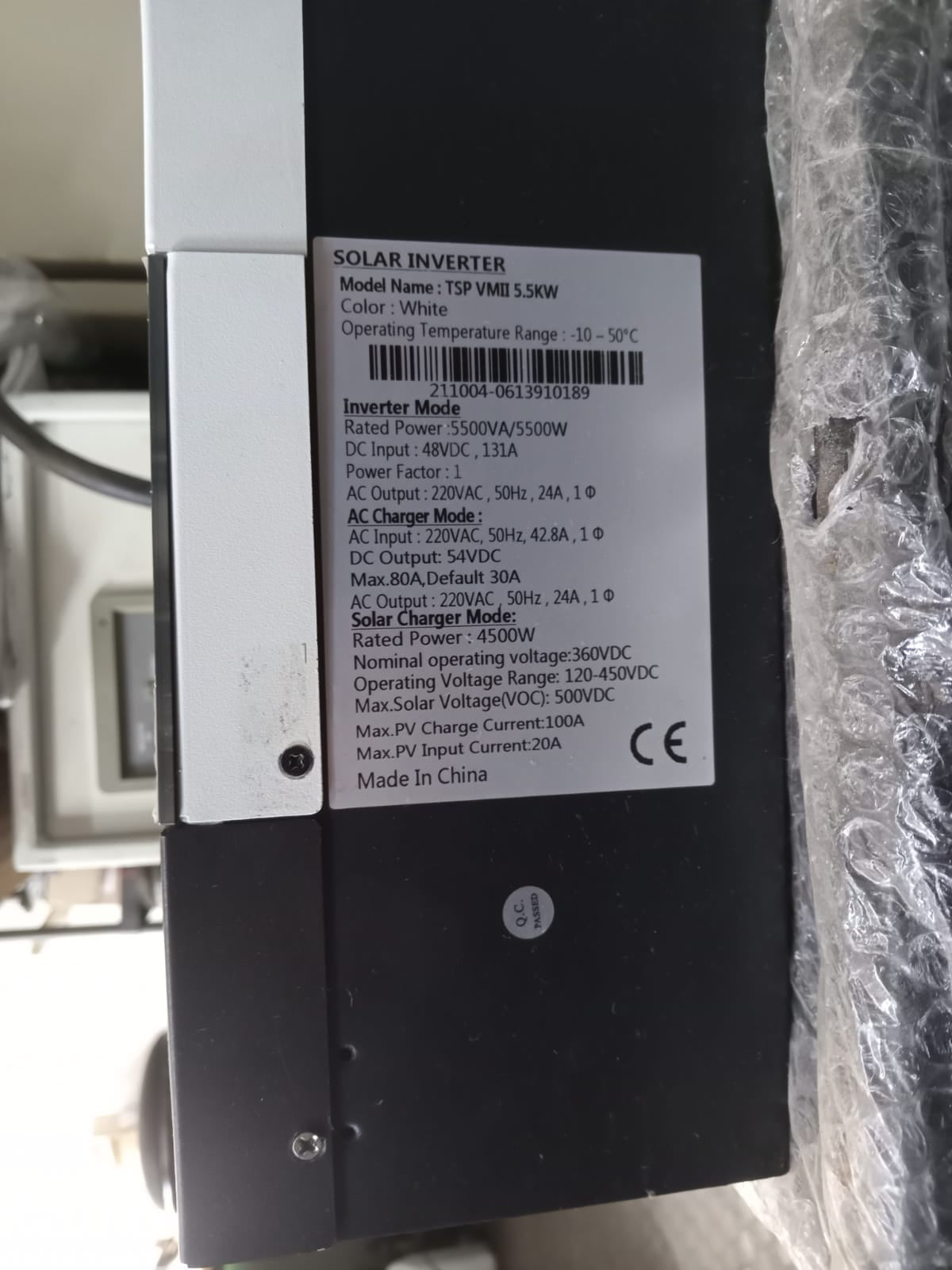 THESUNPAYS 5.5kW 48V Hybrid Solar Inverter - Preowned