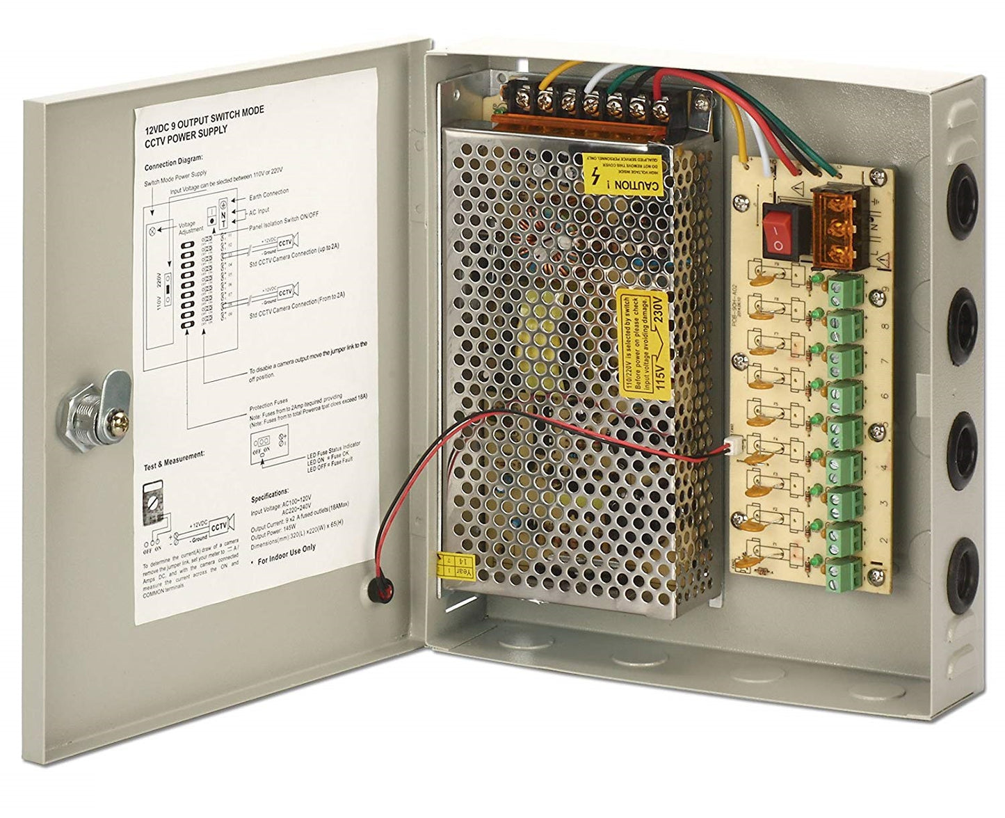 12V 10A 9 Channel Regulated Camera Power Supply