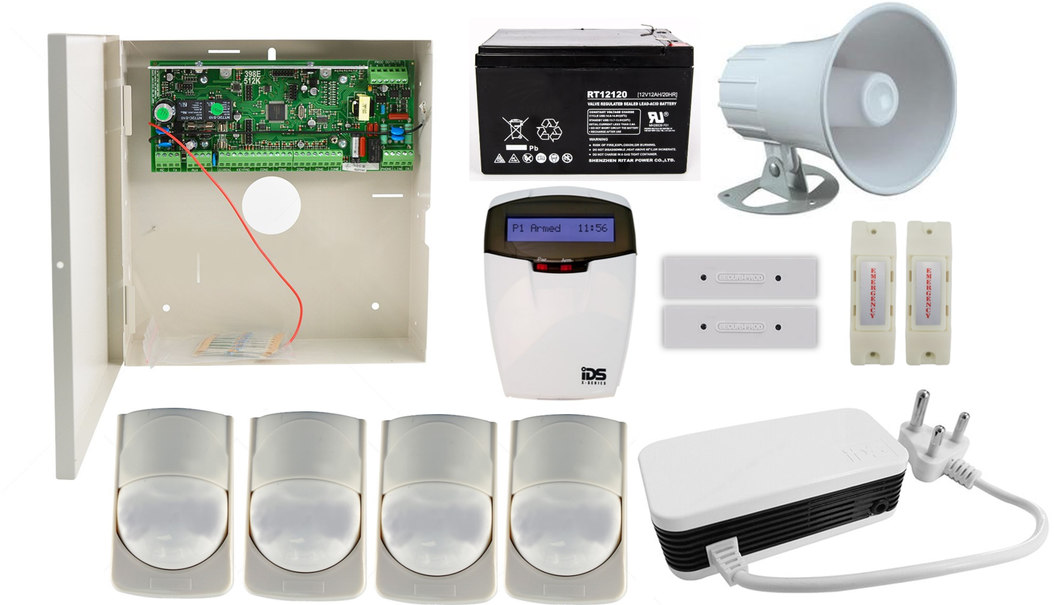 IDS X64 Home Security Alarm Kit Including Curve LCD Keypad — SecureRite