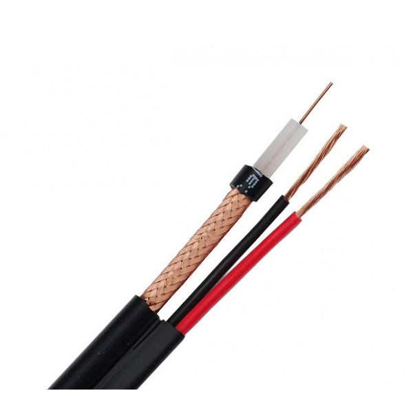 RG59 Power-AX 100m Black Coaxial Cable with Power Cord
