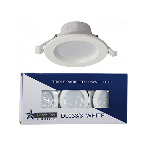 Bright Star DL003/3 White 100mm Cool White 3 Pack Fixed Downlight