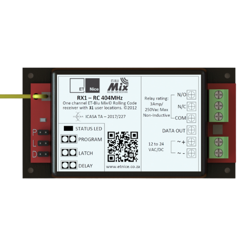 ET 1 Channel 404MHz Code Hopping Receiver