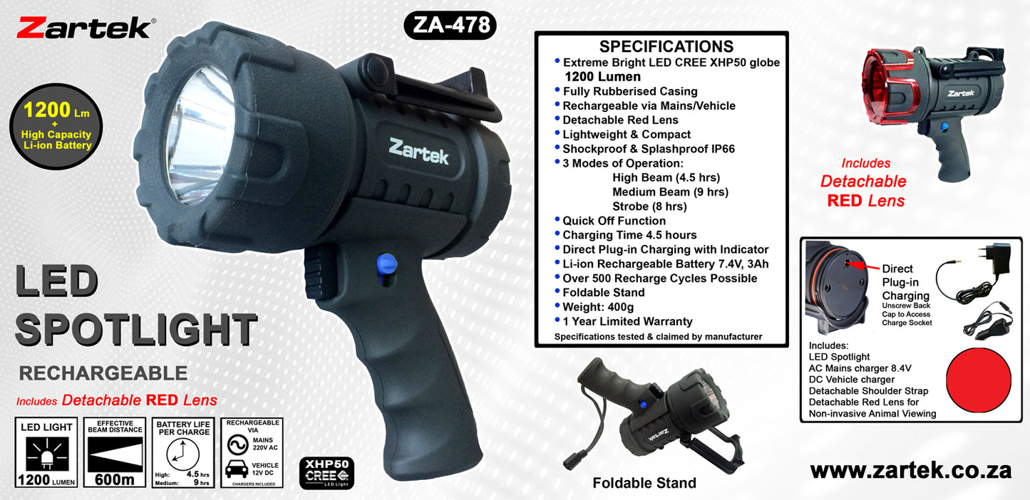 Zartek ZA-478 Ex Mega Bright Spotlight Torch