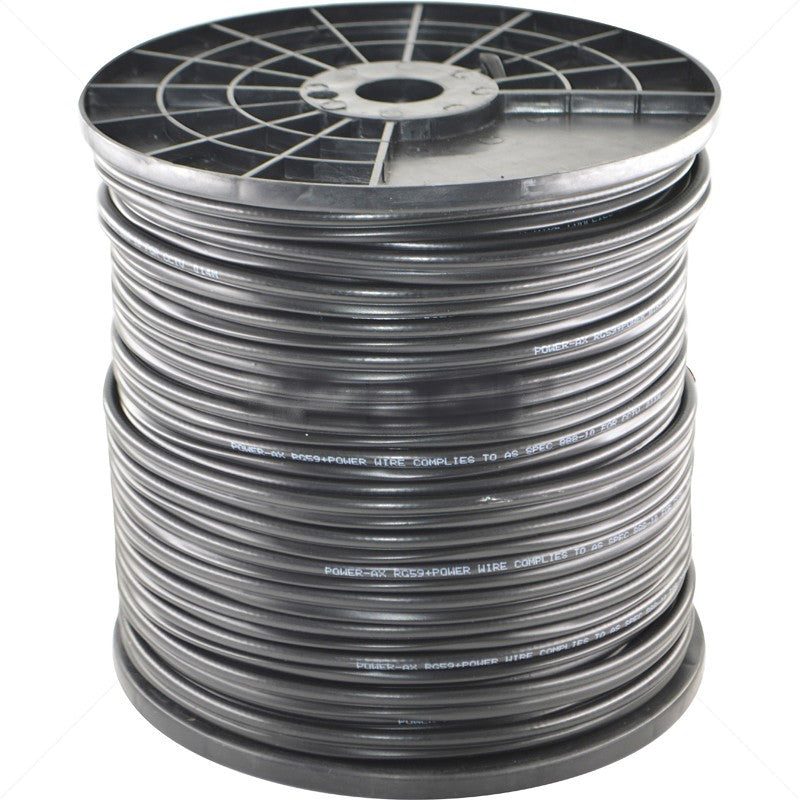 RG59 Power-AX 100m Black Coaxial Cable with Power Cord — SecureRite